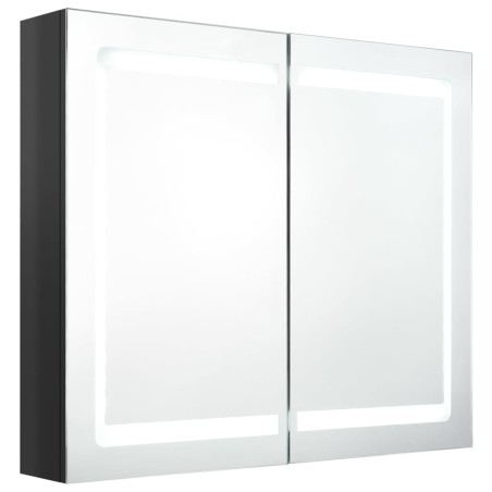vidaXL Armario de baño con espejo LED negro brillante 80x12x68 cm