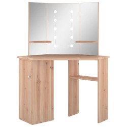 vidaXL Tocador de esquina con LED roble 111x54x141,5 cm
