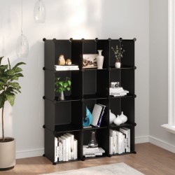 vidaXL Estantería de cubos con 12 compartimentos negro PP