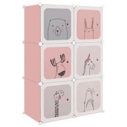 vidaXL Estantería infantil de cubos con 6 compartimentos rosa PP