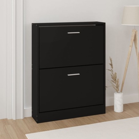 vidaXL Mueble zapatero madera contrachapada negro 59x17x81 cm