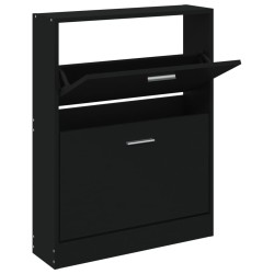 vidaXL Mueble zapatero madera contrachapada negro 59x17x81 cm