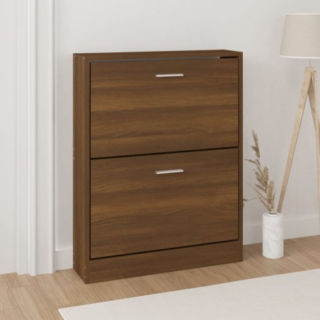 vidaXL Mueble zapatero madera contrachapada marrón roble 59x17x81 cm