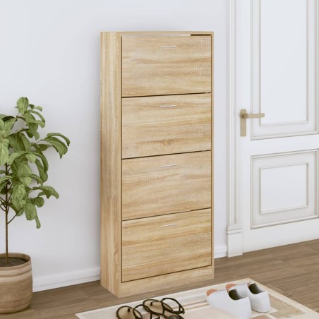 vidaXL Mueble zapatero madera contrachapada roble Sonoma 63x24x147 cm