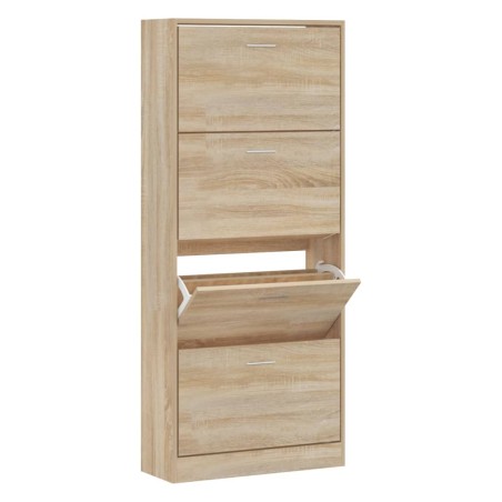 vidaXL Mueble zapatero madera contrachapada roble Sonoma 63x24x147 cm
