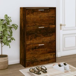 vidaXL Mueble zapatero madera contrachapada roble ahumado 63x24x103 cm