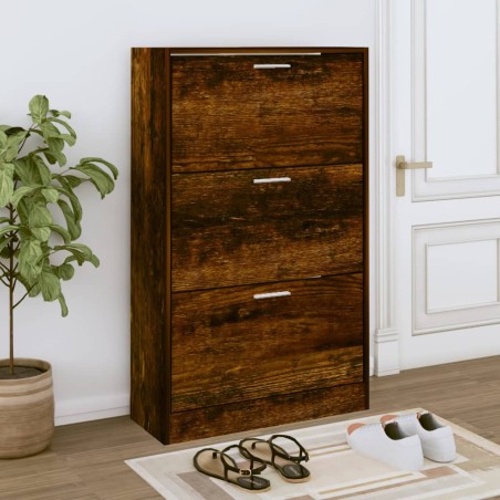 vidaXL Mueble zapatero madera contrachapada roble ahumado 63x24x103 cm