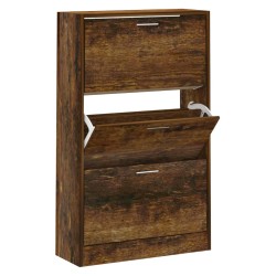 vidaXL Mueble zapatero madera contrachapada roble ahumado 63x24x103 cm