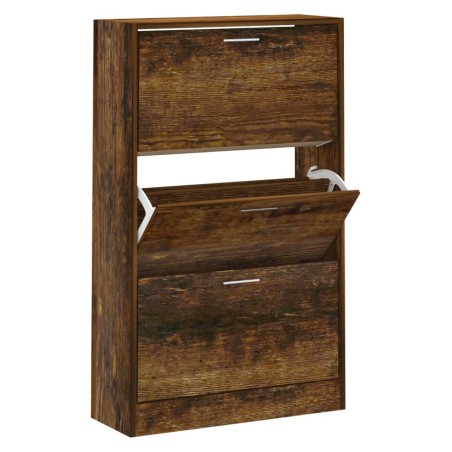 vidaXL Mueble zapatero madera contrachapada roble ahumado 63x24x103 cm