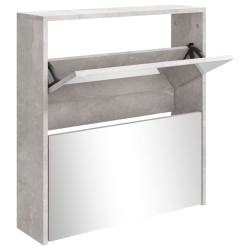 vidaXL Mueble zapatero con espejo 2 niveles gris hormigón 63x17x67 cm