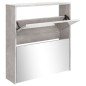 vidaXL Mueble zapatero con espejo 2 niveles gris hormigón 63x17x67 cm vidaXL Mueble zapatero con espejo 2 niveles gris hormigón 63x17x67 cm