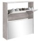 vidaXL Mueble zapatero con espejo 2 niveles gris hormigón 63x17x67 cm vidaXL Mueble zapatero con espejo 2 niveles gris hormigón 63x17x67 cm