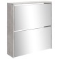 vidaXL Mueble zapatero con espejo 2 niveles gris hormigón 63x17x67 cm vidaXL Mueble zapatero con espejo 2 niveles gris hormigón 63x17x67 cm