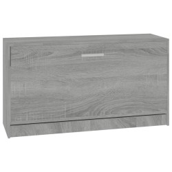 vidaXL Banco zapatero madera contrachapada gris Sonoma 80x24x45 cm