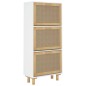 vidaXL Zapatero madera contrachapada blanco ratán natural 52x25x115 cm