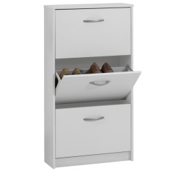 FMD Mueble zapatero con 3 compartimentos basculantes blanco
