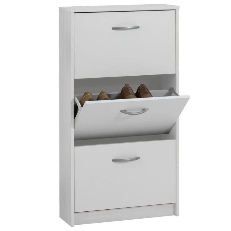 FMD Mueble zapatero con 3 compartimentos basculantes blanco FMD Mueble zapatero con 3 compartimentos basculantes blanco