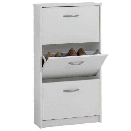FMD Mueble zapatero con 3 compartimentos basculantes blanco
