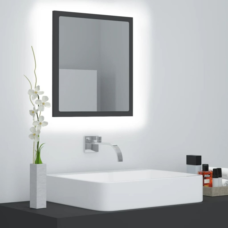 vidaXL Espejo de baño acrílico gris brillo 40x8,5x37 cm vidaXL Espejo de baño acrílico gris brillo 40x8,5x37 cm