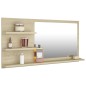 vidaXL Espejo de baño madera contrachapada roble Sonoma 90x10,5x45 cm vidaXL Espejo de baño madera contrachapada roble Sonoma 90x10,5x45 cm