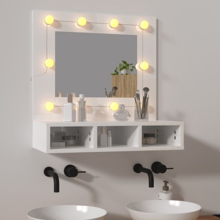 vidaXL Mueble con espejo y LED blanco brillante 60x31,5x62 cm