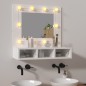 vidaXL Mueble con espejo y LED blanco brillante 60x31,5x62 cm vidaXL Mueble con espejo y LED blanco brillante 60x31,5x62 cm