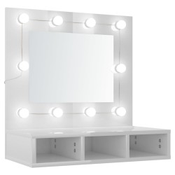 vidaXL Mueble con espejo y LED blanco brillante 60x31,5x62 cm