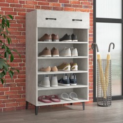vidaXL Mueble zapatero madera contrachapada gris hormigón 60x35x105 cm