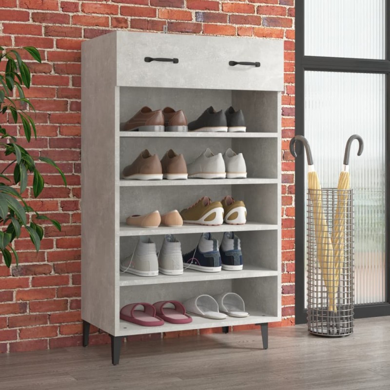 vidaXL Mueble zapatero madera contrachapada gris hormigón 60x35x105 cm vidaXL Mueble zapatero madera contrachapada gris hormigón 60x35x105 cm