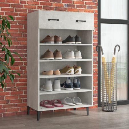 vidaXL Mueble zapatero madera contrachapada gris hormigón 60x35x105 cm