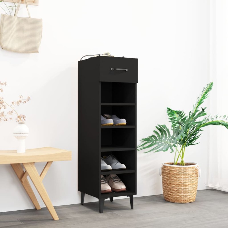 vidaXL Mueble zapatero de madera contrachapada negro 30x35x105 cm vidaXL Mueble zapatero de madera contrachapada negro 30x35x105 cm
