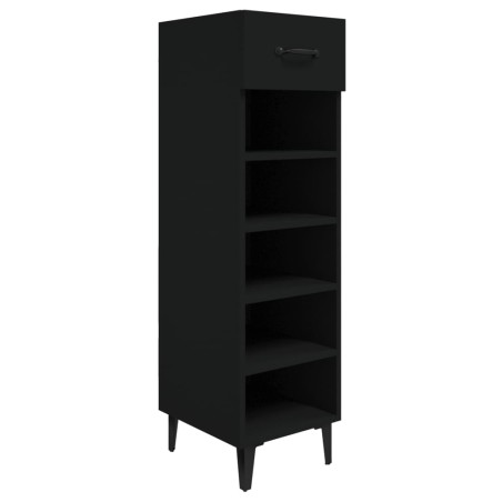 vidaXL Mueble zapatero de madera contrachapada negro 30x35x105 cm