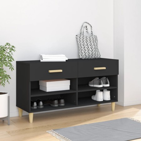 vidaXL Mueble zapatero de madera contrachapada negro 102x35x55 cm