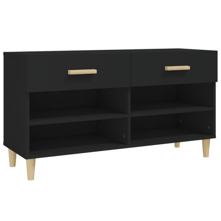 vidaXL Mueble zapatero de madera contrachapada negro 102x35x55 cm