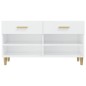 vidaXL Mueble zapatero madera contrachapada blanco brillo 102x35x55 cm