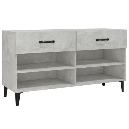vidaXL Mueble zapatero madera contrachapada gris hormigón 102x35x55 cm