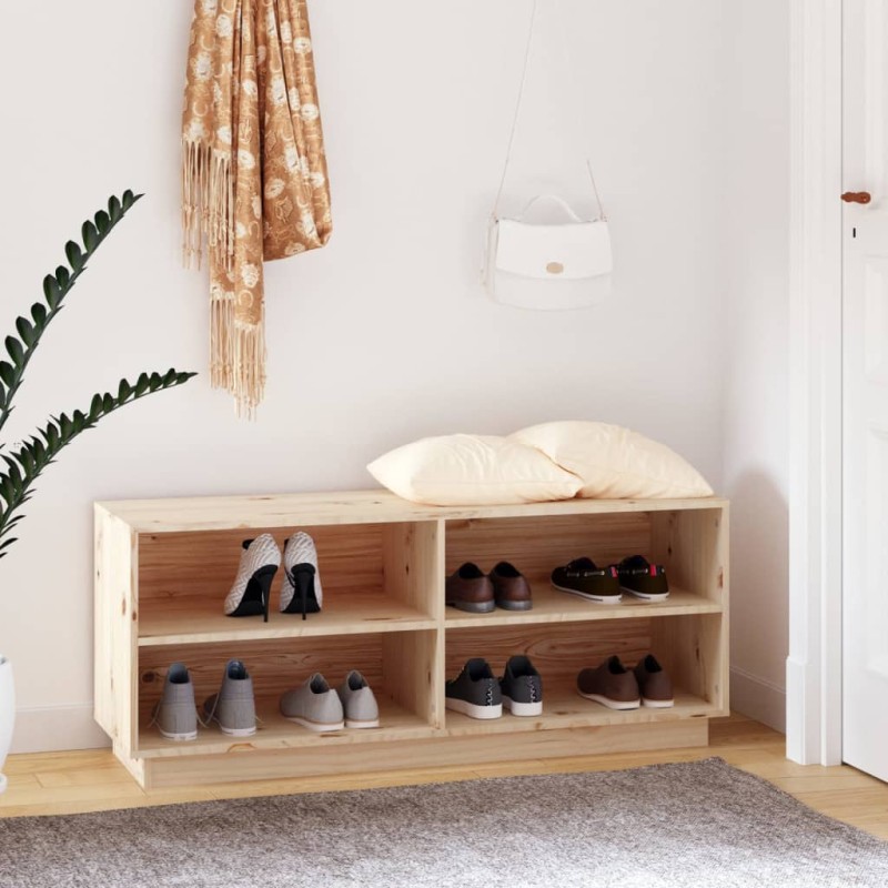 vidaXL Armario zapatero de madera maciza de pino 110x34x45 cm vidaXL Armario zapatero de madera maciza de pino 110x34x45 cm