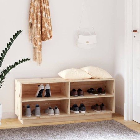 vidaXL Armario zapatero de madera maciza de pino 110x34x45 cm