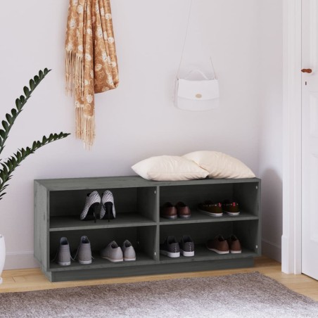 vidaXL Armario zapatero de madera maciza de pino gris 110x34x45 cm