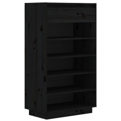 vidaXL Armario zapatero de madera maciza de pino negro 60x34x105 cm