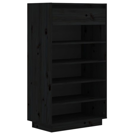 vidaXL Armario zapatero de madera maciza de pino negro 60x34x105 cm