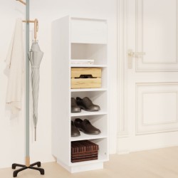 vidaXL Mueble zapatero de madera maciza de pino blanco 30x34x105 cm
