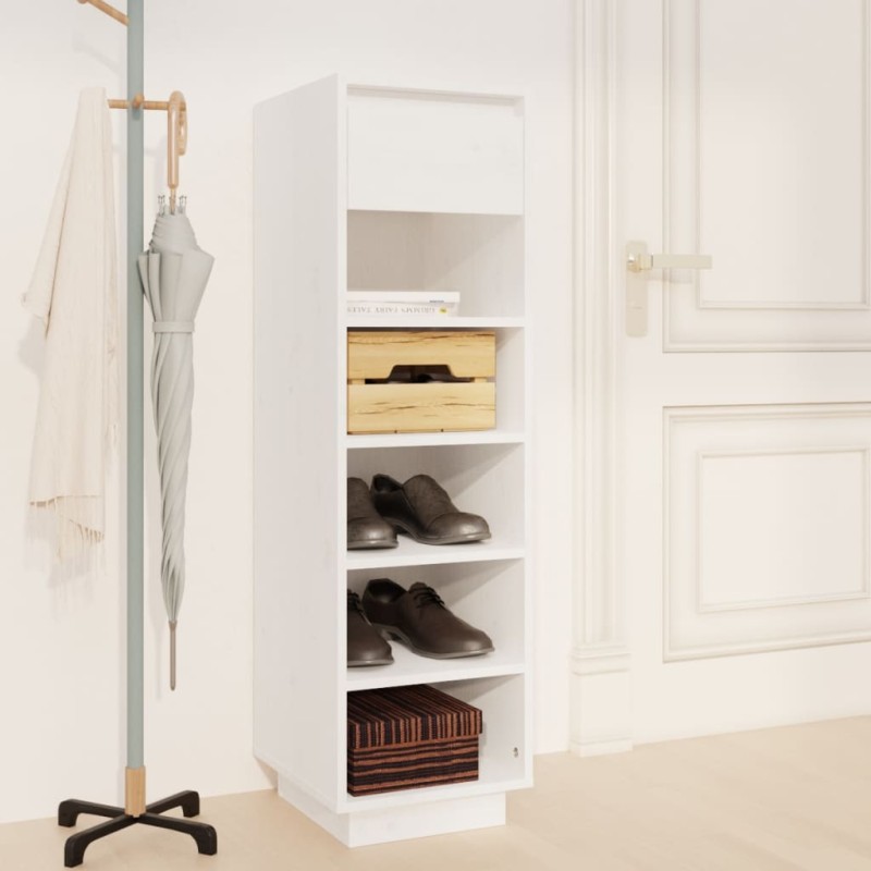vidaXL Mueble zapatero de madera maciza de pino blanco 30x34x105 cm vidaXL Mueble zapatero de madera maciza de pino blanco 30x34x105 cm