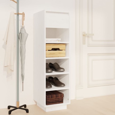 vidaXL Mueble zapatero de madera maciza de pino blanco 30x34x105 cm
