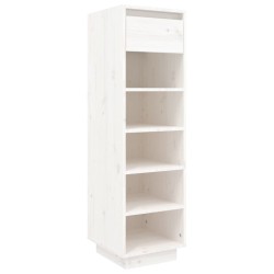 vidaXL Mueble zapatero de madera maciza de pino blanco 30x34x105 cm