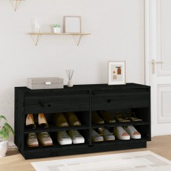 vidaXL Mueble zapatero de madera maciza de pino negro 110x34x52 cm