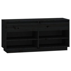 vidaXL Mueble zapatero de madera maciza de pino negro 110x34x52 cm