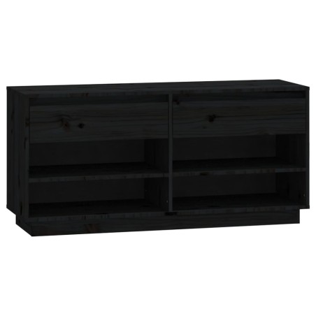 vidaXL Mueble zapatero de madera maciza de pino negro 110x34x52 cm