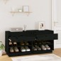 vidaXL Mueble zapatero de madera maciza de pino negro 110x34x52 cm vidaXL Mueble zapatero de madera maciza de pino negro 110x34x52 cm
