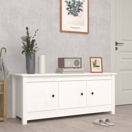vidaXL Mueble zapatero de madera maciza de pino blanco 110x38x45,5 cm